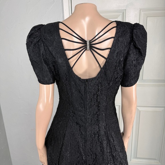 Vintage 80s DBY Dress 11 Prom Party Formal Lace Evening Knee Length S/S NN8 - Picture 5 of 8